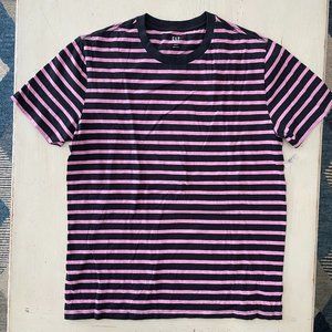 GAP Mens Classic T in Pink Black Stripe L Large NWT